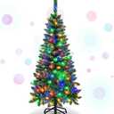 4FT Pre-Lit Artificial Pencil Christmas Tree With Led Lights