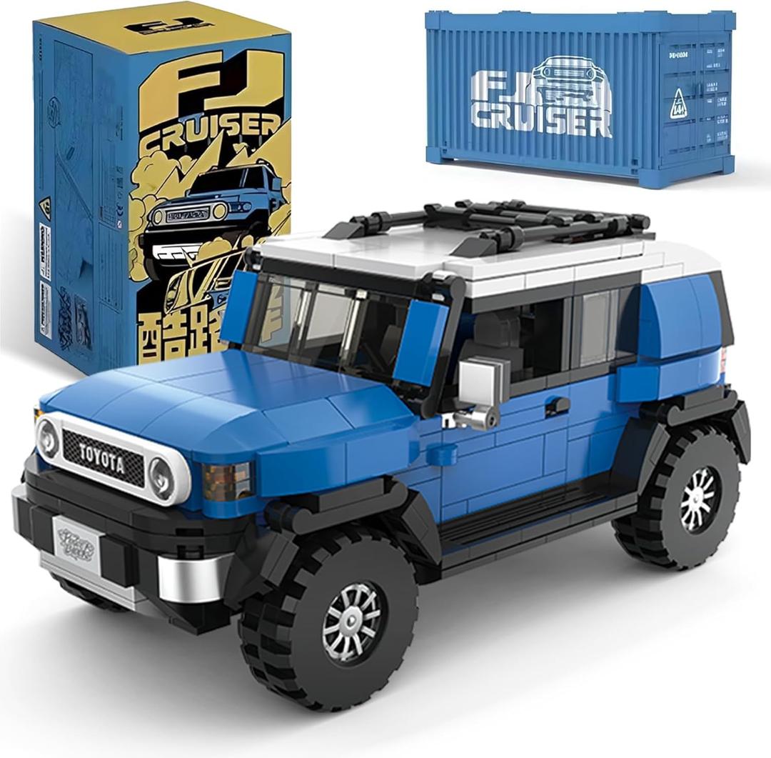 dOMOb FJ40 Land Cruiser SUV Car Building Kit  622 pcs Building Blocks Set w/Container Display Box  Modular Scale 1:32 Model  Bricks Toy for Kids & Adults 8+  for Boys, Hobbyist, Collector (Blue/Black)