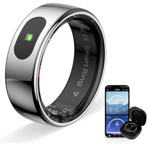 Touch Smart Ring Upgraded Version Health Ring Pro, with Bluetooth Remote Control and Motion Detection, 10ATM Waterproof Fitness Tracker for Men and Women Daily use (Silver Touch, 12)