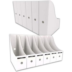 HUAPRINT Magazine File Holder(12 Pack,White)-Folder Holder,Desk File Organizer,Document Holder Box,Magazine Storage Box,With Labels