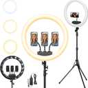 Ring Light with Stand and Phone Holder, 19" Ring Light Tripod for iPhone, Professional LED Circle Light with 78" Tripod, Selfie Ringlight for Live Streaming, Makeup, Barber, Tiktok, YouTube, Black