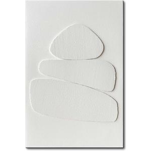 Creespi White Textured Wall Art - Hand Painted Minimalist 3D Art Painting 24x36 inches,Modern Abstract Oil Painting On Canvas for Home Wall Decor
