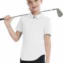 CharmWM Girls Golf Shirts Short Sleeve Polo Tops V-Neck 1/4-Zip with Collar Shirts Tennis Outfits 3-14 Years