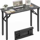 XBurmo Folding Desk Foldable Table, No Assembly 35.8" Foldable Desk Space-Saving Workstation for Small Space, Computer Table, Flat Storage for Home Office, Bedroom, Dorm, Study Room, Marble Greige, 35.8 x 15.7 Inch