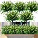 Artificial Flowers for Outdoor Plants 24 Bundles Fake Lavender Plastic Faux Monkey Grass for Verandah Window Garden Office Patio Front Porch UV Resistant for Planter(White)
