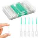 Dental Floss Picks, 200 Count, Soft Rubber Brush Head, Interdental Brushes with Convenient Carry Case,Dual-Ended Toothpick Travel Teeth Cleaning Tools (Green)
