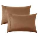 Bedsure Pillow Cases Standard Size Set of 2 - Brown Brushed Microfiber Pillowcases, Super Soft and Cozy Pillow Case Covers with Envelope Closure, Wrinkle, Fade and Stain Resistant, 20x26 Inches