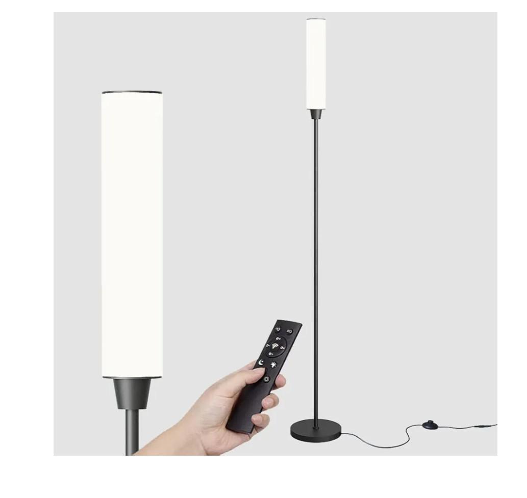 Floor Lamp with Remote Control,Bright Floor Lamps for Living Room/Bedroom/Office, Stepless Adjustable 3000K-6000K Colors and 10-100% Brightness,Standing Light with Foot Switch (Black)
