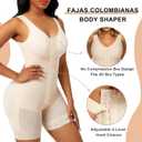 SHAPERX Women's Fajas Colombianas Tummy Control Shapewear Postpartum Full Body Shaper Butt Lifter Bodysuit (Beige, XXL)