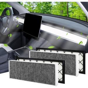 4pcs Air Filter Compatible with Tesla Model Y 2026 Cabin Air Filter HEPA Air Intake Filter Replacement with Activated Carbon for 2019-2026 Model Y Accessories Fit Model Y 2025 Refresh
