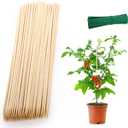 Frcctre 200 Pack 16 Inches Bamboo Plant Stakes, Bamboo Plant Sticks with 200 Pcs 4" Wires, Plants Garden Sticks Wooden Sign Posting Garden Support for Tomatoes, Floral, Potted Plants, Crafts