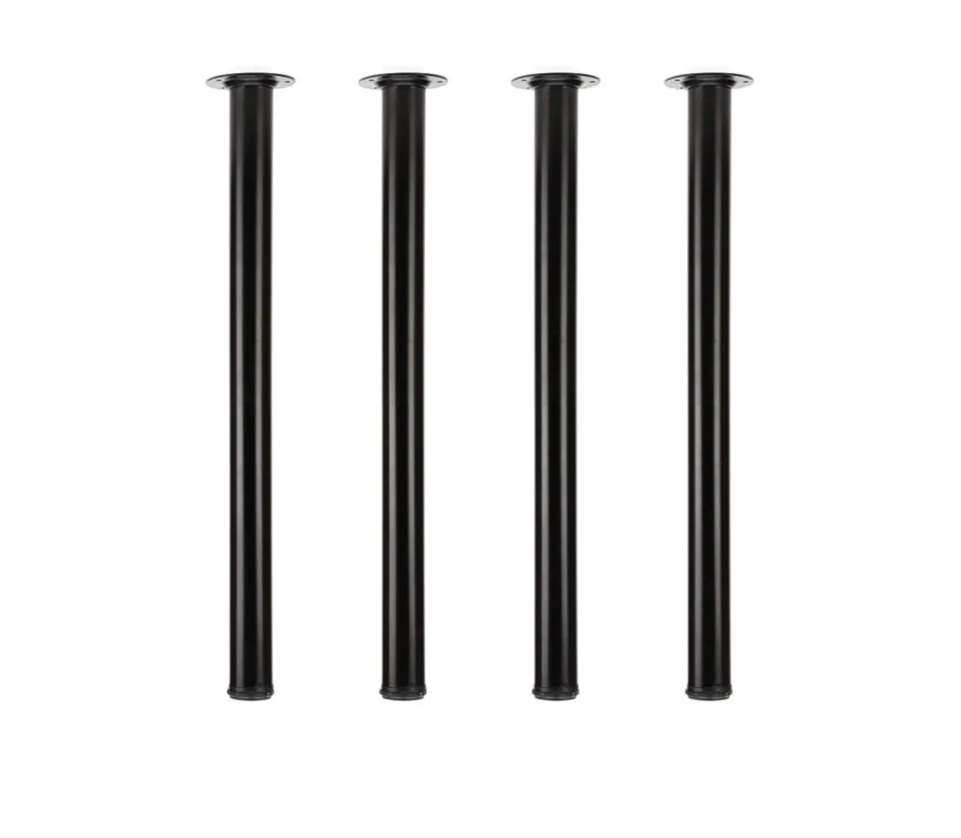 QLLY 28 inch Adjustable Metal Desk Legs, Office Table Furniture Leg Set, Set of 4 (Black)