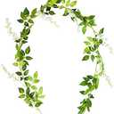 HXSCOO 80 inch Pack of 3 Wisteria Artificial Flowers Vine Garland Wedding Arch Decoration Fake Plants Foliage Rattan Trailing Faux Flowers Ivy Wall (Color : White)