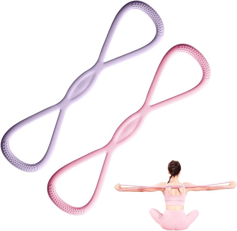 2PCS Figure 8 Resistance Band with Handles - Heavy Duty 8 Shaped Exercise Band for Shoulder Arm & Back Toning Full Body Workout Equipment for Home & Gym