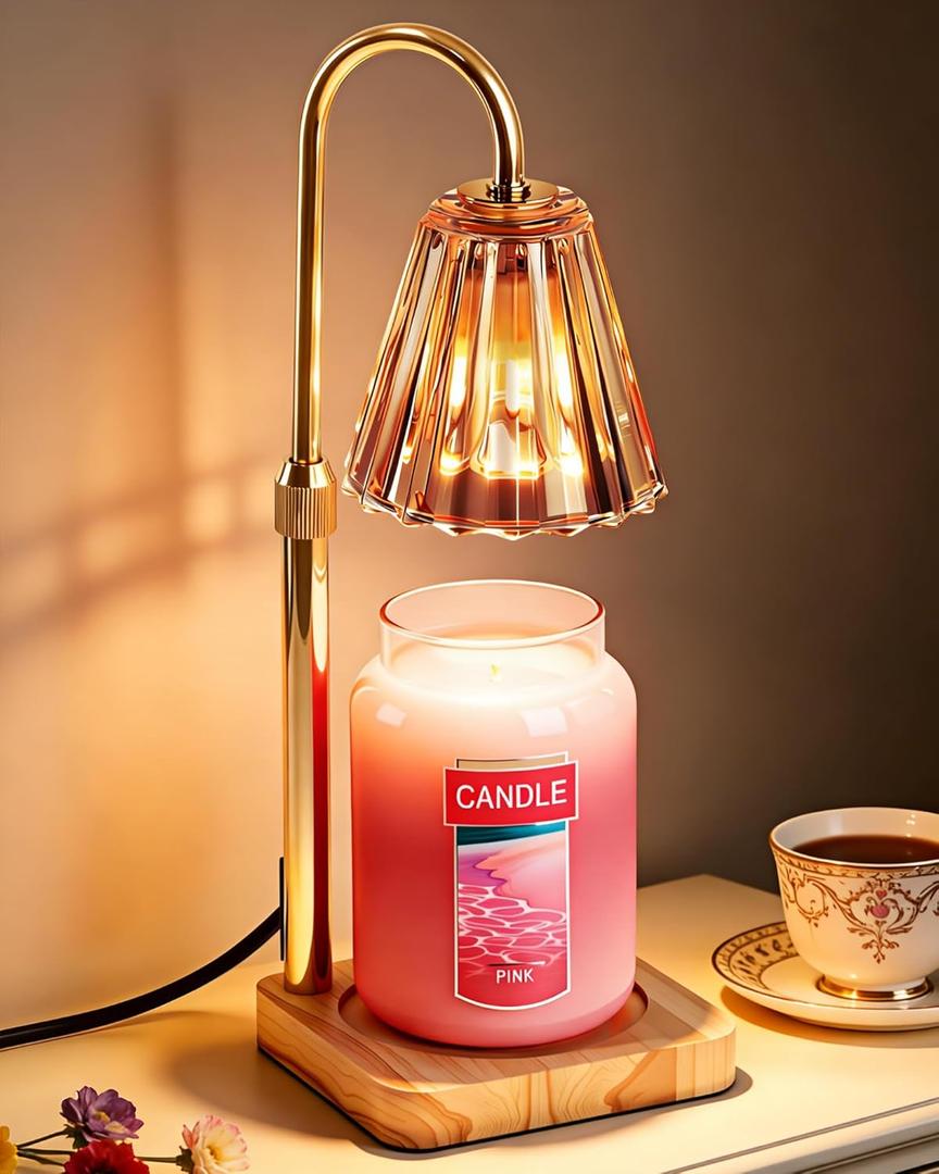 Marycele Candle Warmer Lamp with Timer for Yankee Candles, Adjustable Height Wax Melt Warmer, Birthday Gifts for Mom Women Sister, Vintage Amber Glass Lamp, Thanksgiving Decorations for Home Decor