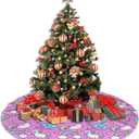 Christmas Cat Tree Skirt Holiday Party Traditional Xmas Tree Mat Ornaments Tree Skirt for Christmas Decoration 36 Inch