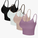 Eleplus 4 Pieces Comfy Cami Bra for Women Crop Top Yoga Bralette Longline Padded Lounge Bra Pack of 4, Size L