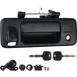 Tailgate Handle with Rear Camera Hole Liftgate Latch Handle with Key Lock Cylinder Black Fit for 2014-2021 Toyota Tundra 2016-2022 Toyota Tacoma Replaces 69090-0C090 69090-0C091 Textured Black