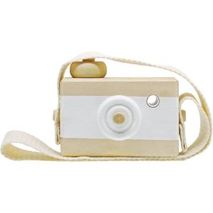 Baby Toy Wooden Mini Camera Toy, Baby Kids Cute Mini Sharpe Toy, Neck Hanging Photographed Props for Baby Toddlers Children Kids' Room Hanging Decor Gift (White)