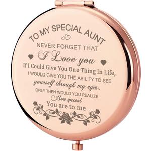 GAOLZIUY Compact Mirror, Rose Gold Special Aunt Hand Mirror, 2.5 inches, Portable, Home Mirror for Mother's Day, Birthdays