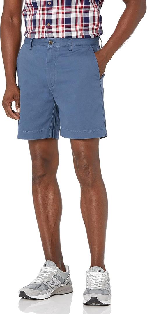 Amazon Essentials Mens Classic-Fit 7" Chino Shorts (Blue)