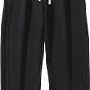 Men's Lightweight Cotton Sweatpants with Pockets Drawstring Joggers Workout Pants for Lounge,Gym,Running (Large, Black)