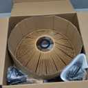 SKIVTGLAMP 2-Packs 9.4" Brown Industrial Metal Lamp Shade Replacement, Twine Natural Bohemian Hollow-carved Designed Rattan Vintage Cover, DIY for Torchiere Pendants Table, Swag Lamp