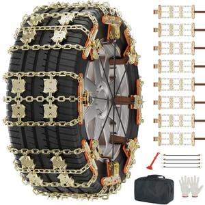 LILYPELLE Upgraded Snow Chains 8 Pack, Tire Chains for Cars/SUVs/Pickup Trucks, Emergency Anti Slip Tire Traction Chains for Tire Width 215-285mm
