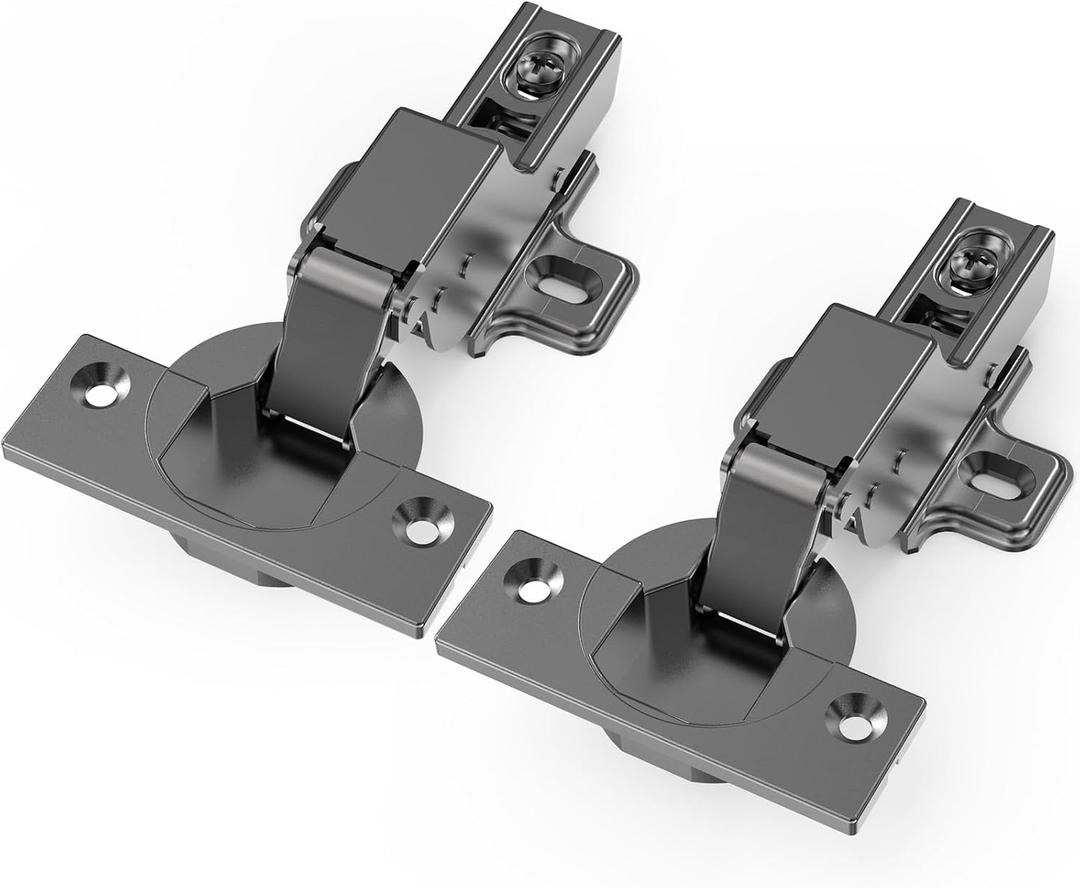 20 PCS Inset Soft Close Hinges, Clip ON Plate, 105 Degree, Silent Hydraulic, Self Closing, Black Frameless European Concealed Hinge for Kitchen Cabinet Door, Wardrobes, and Bookcases