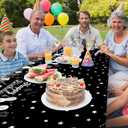 2 x Happy Birthday Tablecloths,108''X54'' Plastic Disposable Sliver Tablecover Table Party Confetti Table Covers Decorations for Halloween Christmas Indoor Outdoor Baby Shower Kids Adults Home Birthday