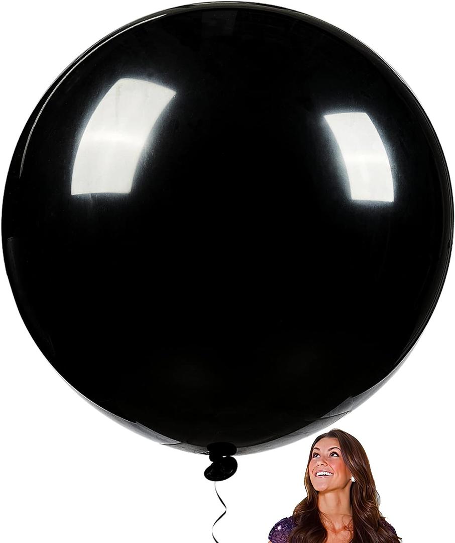 PartyWoo Black Balloons 4 pcs 36 Inch Extra Large Big Jumbo Giant Matte Black Latex Helium Balloons for Graduation Halloween New Year Anniversary Birthday Retirement Party Decorations Black-Y18