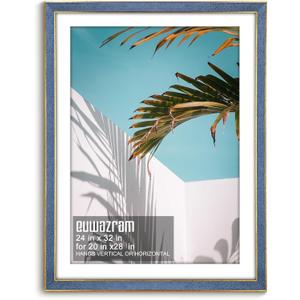 Suede 24x32 Frame - Single Frame, Christmas Elegant Sky Blue 24 x 32 Poster Frame with Mat for 20x28, 24x32 Picture Frames for Artwork, Puzzles, Photos and Movie Posters