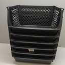 TidyFriend Plastic Stackable Bins for Pantry, 6 Pack Large Stacking Bins Open Front Kitchen, and Bathroom Organization, Open Front Design (Black)