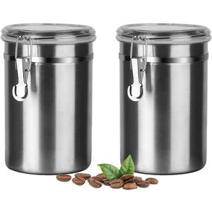 Stainless Steel Food Container with Clear Lids Airtight Container Stackable Small Canisters Kitchen Pantry Storage for Cereal, Snacks, Candy, Herbs, Spices, Sugar, Tea (1.8L Silver-2)