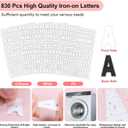 5 Sheets 830 Pieces Iron on Letters and Numbers for Clothing, 1 Inch Iron on Vinyl Letters with A-Z Heat Transfer Letters 0-9 Iron on Numbers PU Alphabet Stickers for T-Shirt Printing DIY Craft, White