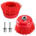 POLIWELL 4 Inch Nylon Filament Brush 2 Pack, 4 Abrasive Bristle Cup Brush Set 5/8"-11 Thread, 1/4" Arbor Max 8500 RPM for Variable Speed Angle Grinder, Polisher and Drill, Prep Surfaces for Bed Liner