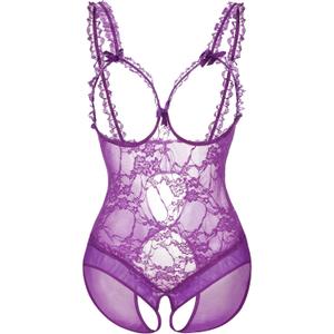 Women Sexy Lingerie Nightwear - One-Piece Bodysuit Nightie Plus Size, Black (Purple, 4XL)