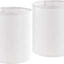 Tall Drum Lamp Shades Set of 2 Medium Beige Bamboo Knot Linen Textured Lampshade 9.8``Top x 9.8``Bottom x 11.8``High(Spider) Farmhouse Lamp shade for Table & Bedside Lamp