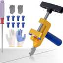 Glass Tile Cuttter with 3 Tungsten Steel Blade, 2-in-1 Manual Tile Cutter Tool with Breaking Pliers, Glass Cutter Hand Tool for 3-15mm Ceramic tiles, Glass, mirror, Home DIY Tool Kit (Gold)