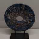 HODESumPure Gold Luxury Round Decorative Sculpture Statue Above Cabinet Home Decorations for Living Room Kitchen Fireplace Mantel Office Bookshelf Table Top Home Decor Accents (Blue)