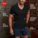 Hanes Mens Perfect Flex V-Neck Tee, Stay Tucked Undershirt, Slim Fit Tight on Arms T-Shirt, White & Black (White, XXL)