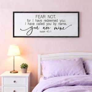 Comurdyo Scripture Wall Decor 32"×12" Isaiah 43:1 Christian Large Vintage Catholic Prayer Bible Verse Sign Living Room Family Simple Horizontal Wall Hanging (Black)