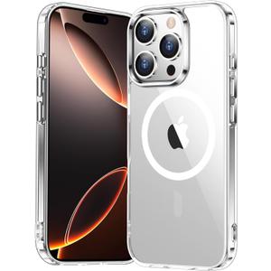 Temdan for iPhone 16 Pro Max Case Clear, [Compatible with Magsafe][Anti-Yellowing][Military-Grade Protection] Shockproof Slim Magnetic Phone Case for iPhone 16 Pro Max, Transparent