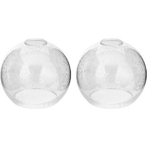 2 x 2 Pack Clear Seeded Glass Shades Globes, Glass Lamp Shade Covers Replacements for Light Fixtures, 1.65 Inch Fitter Transparent Lampshades for Chandelier Wall Sconces Vanity Lights Pendant Lights