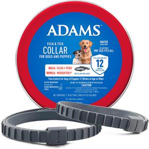ADAMS Flea & Tick Collar for Dogs & Puppies, Flea Collar for 12 Month Prevention, Kills Fleas, Ticks & Repels Mosquitoes, Excluding California, One Size Fits All Dogs & Puppies, 2 Count
