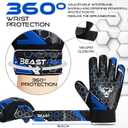 BEAST RAGE Soccer Goalkeeper Gloves for Kids Boys Youth,Soccer Goalie Gloves 4MM Anti-Slip Latex Palm Double Wrist Support,All Weather Football Gloves (Size 3 Suitable for 5-6 Years Old, Blue)