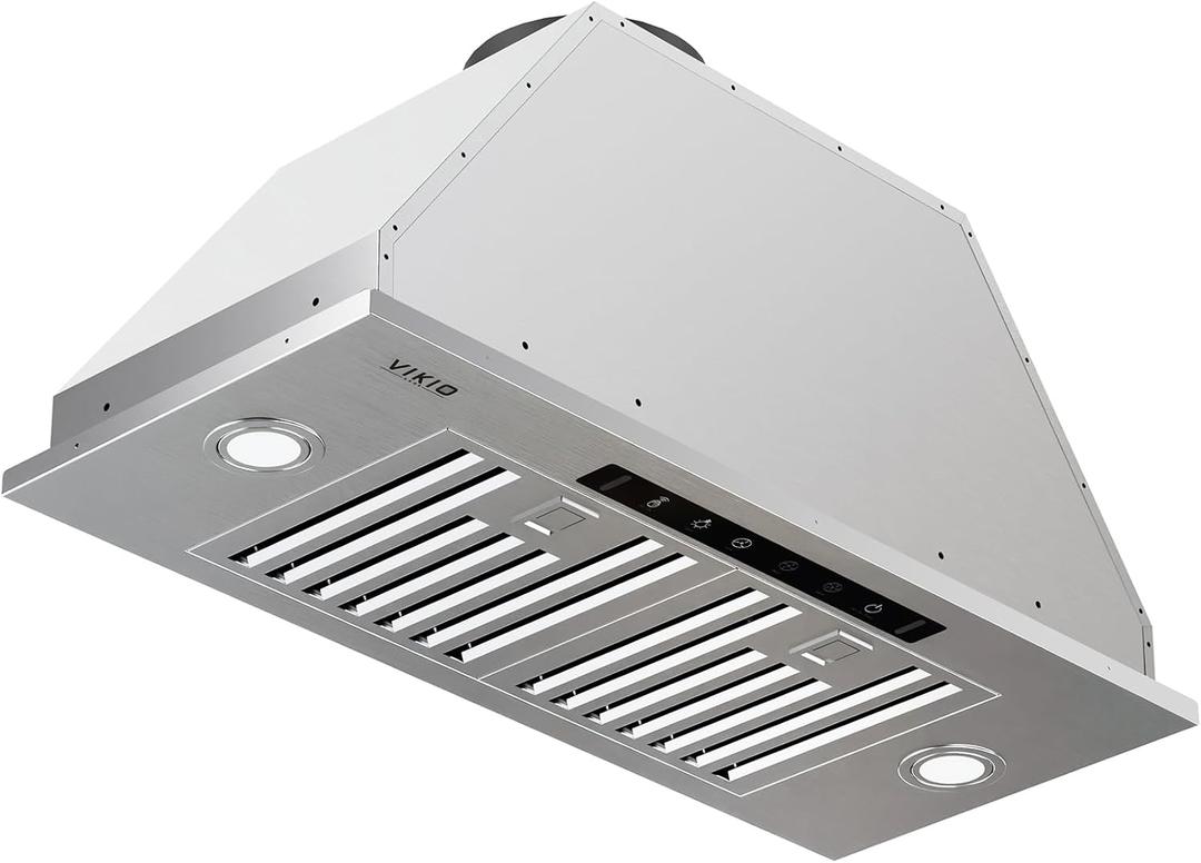 VIKIO HOME Built-in/Insert Range Hood 30 Inch, 980 CFM Hood Vent for Kitchen, Ducted/Ductless Convertible Duct, Stainless Steel Kitchen Vent Hood with Gesture & Touch Control, 2 Baffle Filters