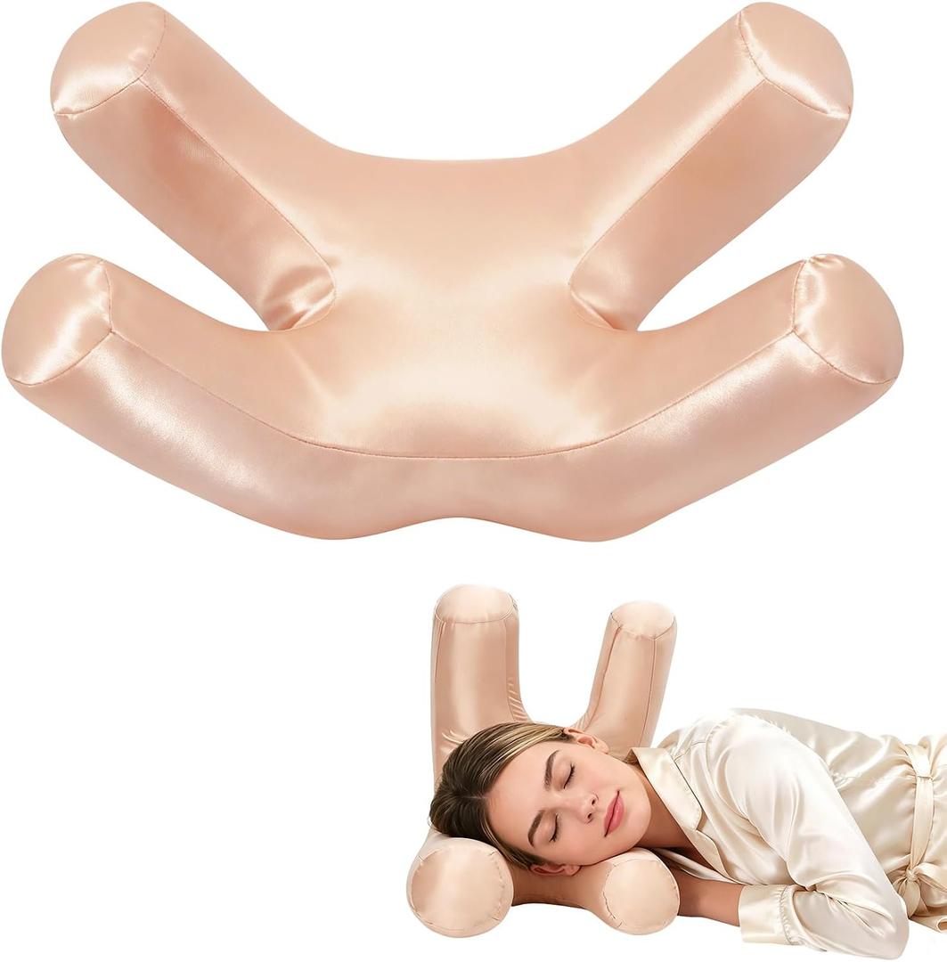 vocheer Anti Wrinkle Pillow for Anti-Aging, Ergonomic FacePillows to Prevent Sleep Lines, Silky Satin Beauty Pillow for Hair& Skin Care, Side Sleeper Support to Reduce Puffiness,Amplexus, Medium