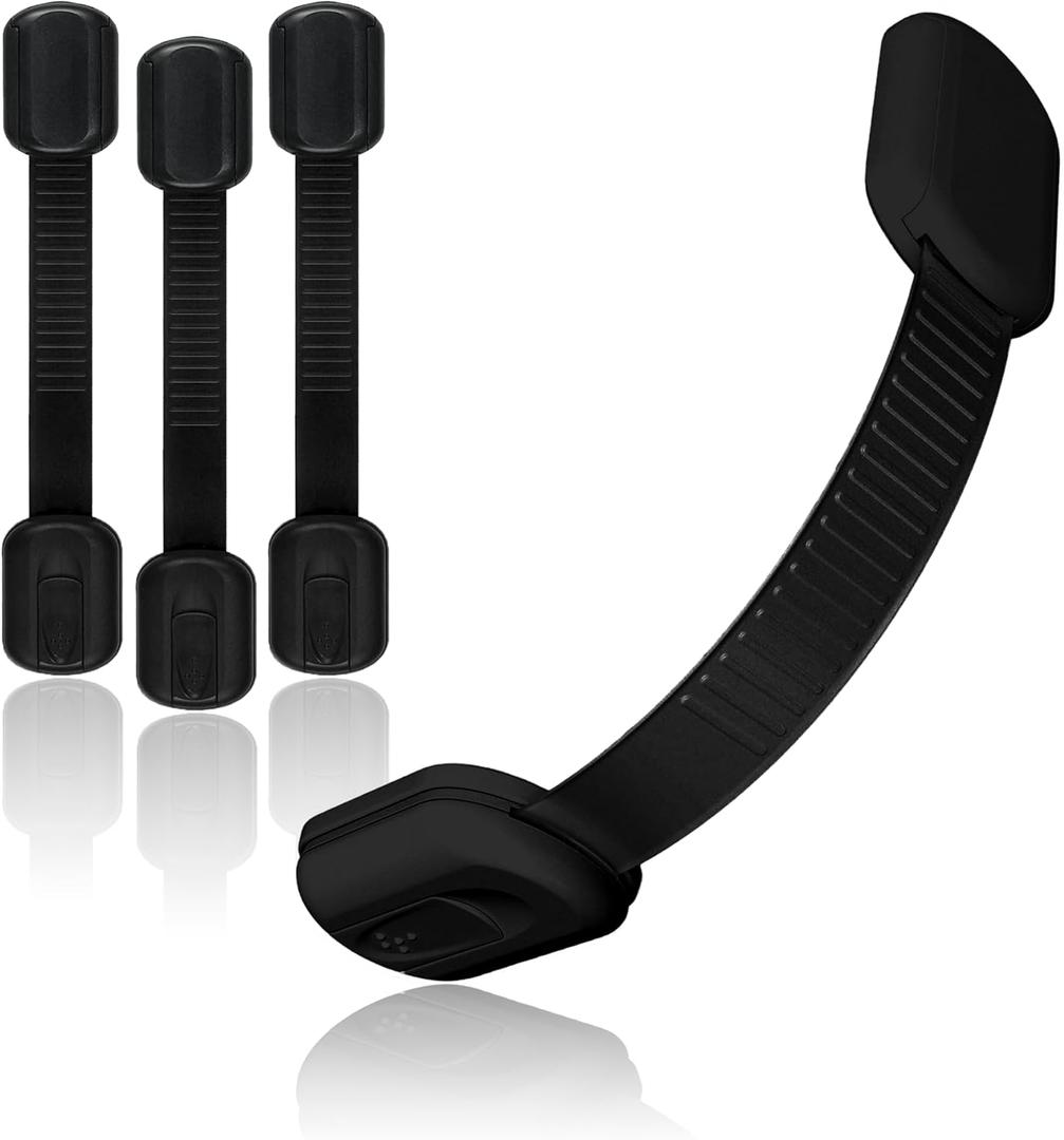 Cabinet Locks Provide Effective Baby Proofing - No Screws and Magnets Required Multi-purpose Suitable for Furniture Ovens Drawers Kitchens Toilet Seats (B - Black, 1 pack of 4)