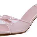Mostrin Kitten Heels for Women Round Toe Heels With Bow Vintage Mules Sexy Slip on Stiletto Backless Sandals for Party Daily (7, Pink#03)